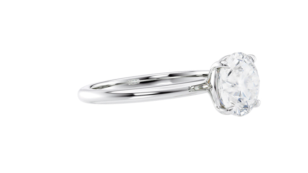 Round Solitaire Slim Band Diamond Engagement Ring