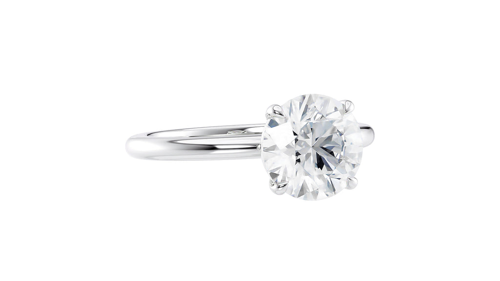 Round Solitaire Slim Band Diamond Engagement Ring