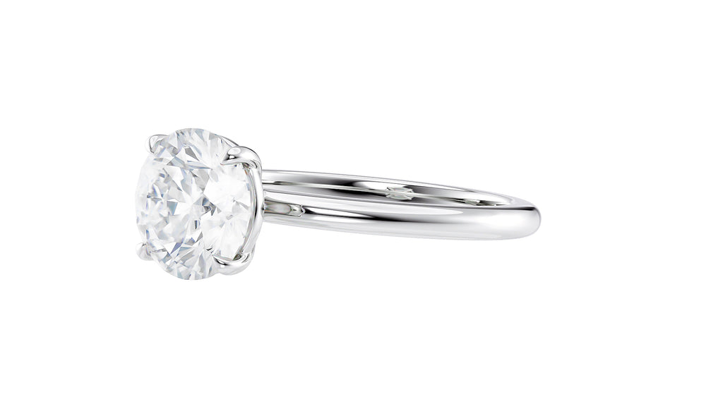 Round Solitaire Slim Band Diamond Engagement Ring