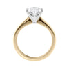 Oval shape lab grown diamond engagement ring 6 claws 18ct gold side view.