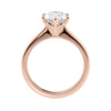 Oval shape lab grown diamond engagement ring 6 claws 18ct rose gold side view.