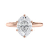 Oval shape lab grown diamond engagement ring 6 claws 18ct rose gold front view.