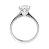 Oval shape lab grown diamond engagement ring 6 claws white gold side view.