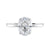 Oval cut diamond engagement ring in contemporary style setting 18 carat white gold front view.