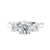 Round brilliant cut 3 stone diamond engagement ring white gold front view.