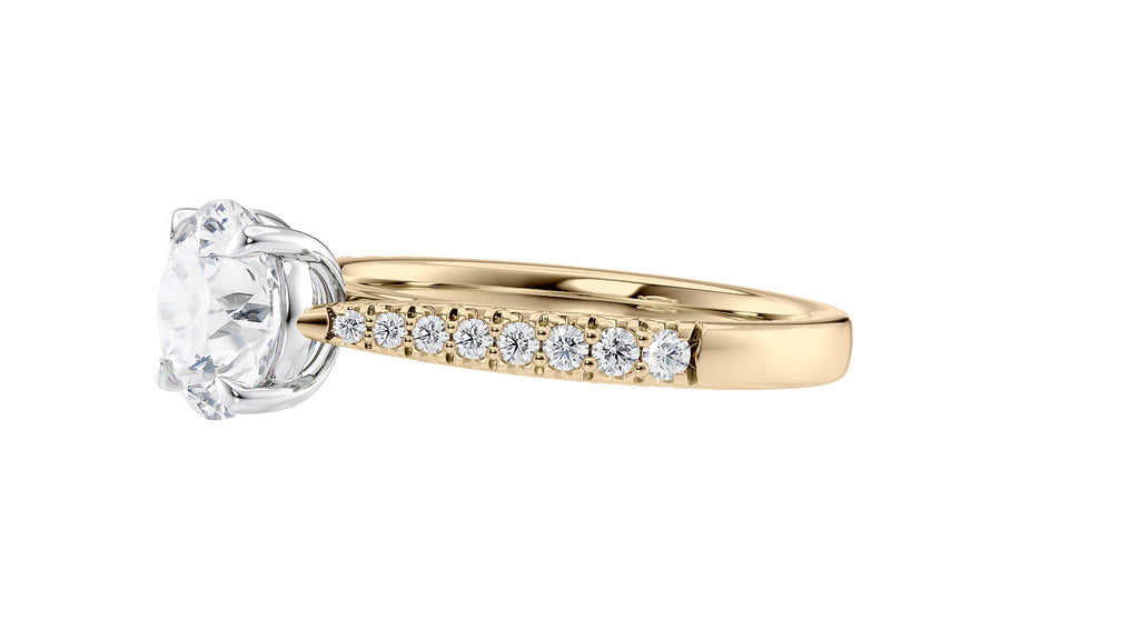 Round Solitaire Tapered Diamond Band Engagement Ring