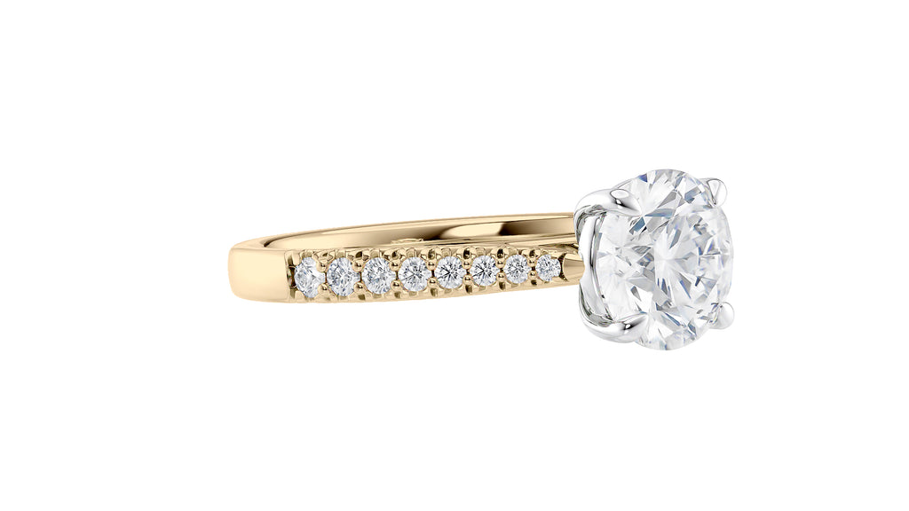 Round Solitaire Tapered Diamond Band Engagement Ring