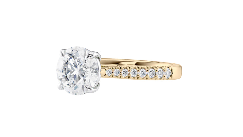 Round Solitaire Tapered Diamond Band Engagement Ring