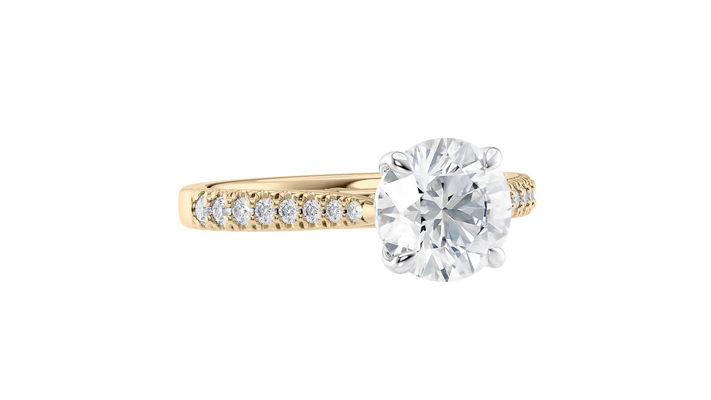 Round Solitaire Tapered Diamond Band Engagement Ring