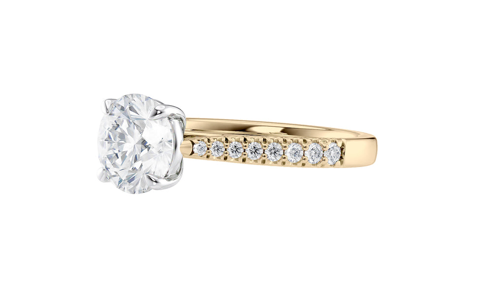 Round Solitaire Tapered Diamond Band Engagement Ring