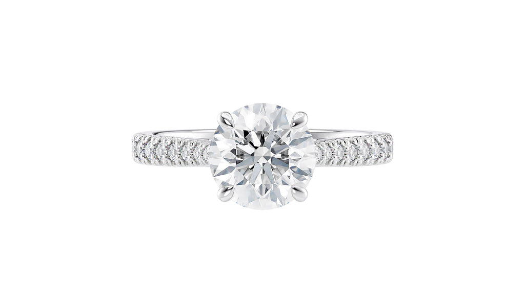 Round Solitaire Tapered Diamond Band Engagement Ring