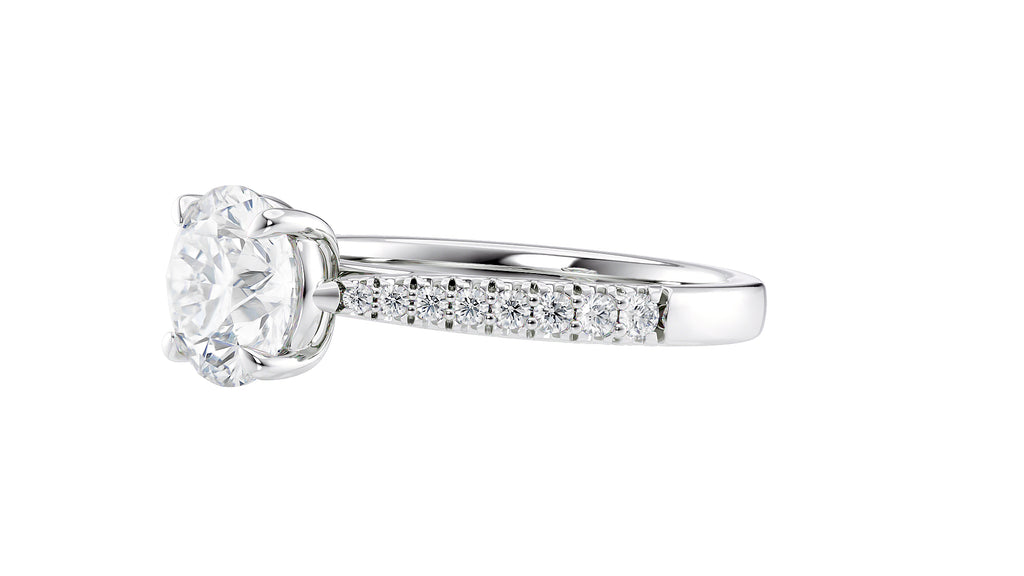 Round Solitaire Tapered Diamond Band Engagement Ring