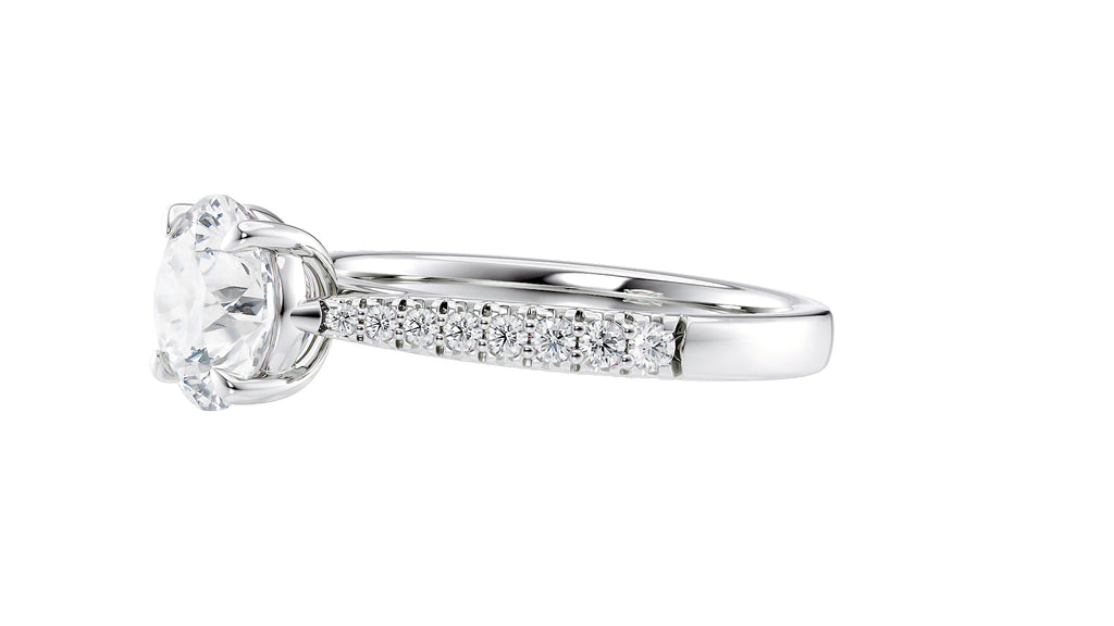 Round Solitaire Tapered Diamond Band Engagement Ring