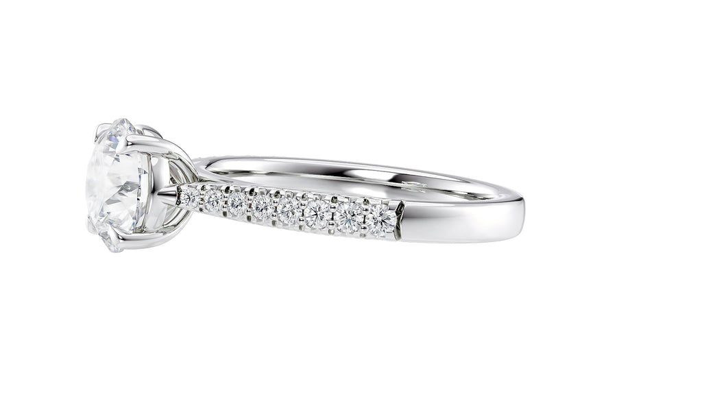 Round Solitaire Tapered Diamond Band Engagement Ring
