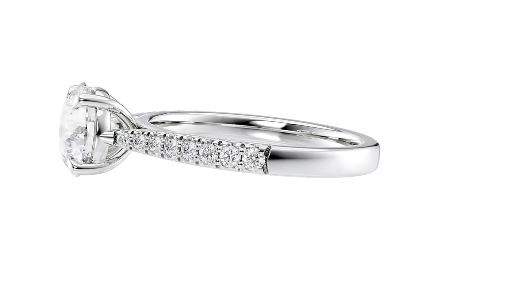 Round Solitaire Tapered Diamond Band Engagement Ring