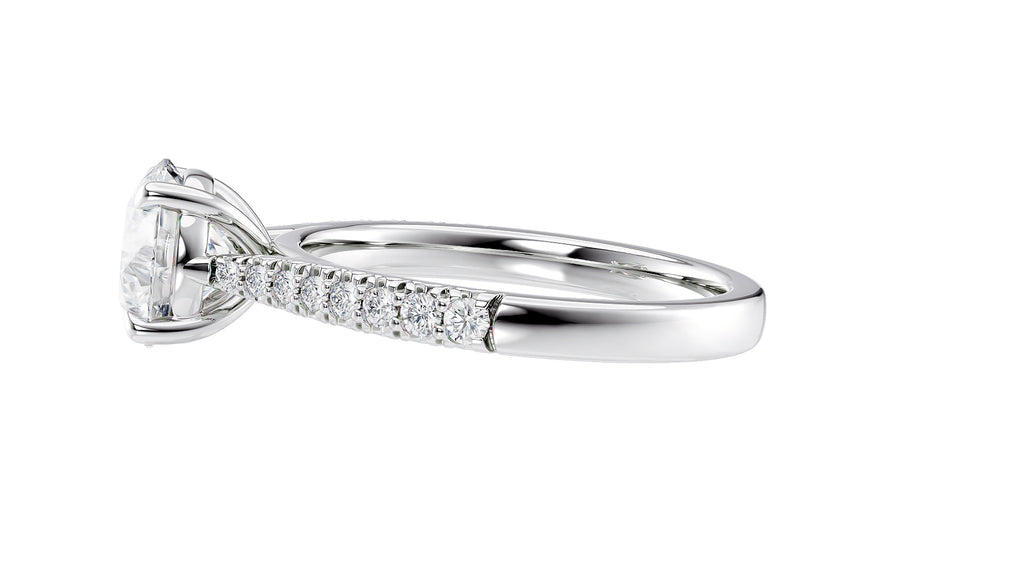 Round Solitaire Tapered Diamond Band Engagement Ring