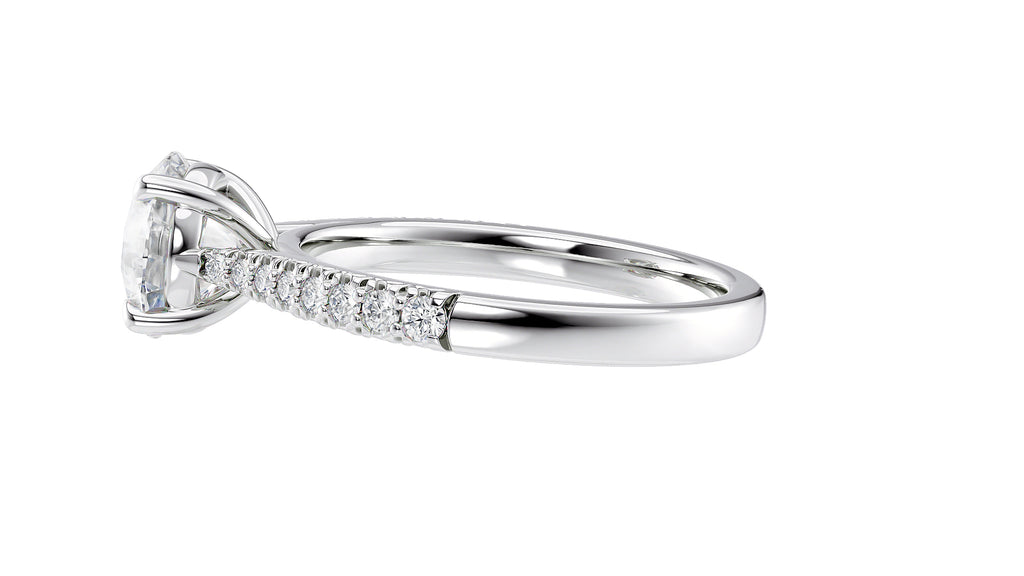 Round Solitaire Tapered Diamond Band Engagement Ring