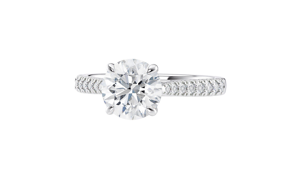Round Solitaire Tapered Diamond Band Engagement Ring
