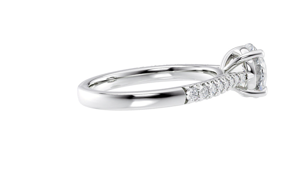 Round Solitaire Tapered Diamond Band Engagement Ring