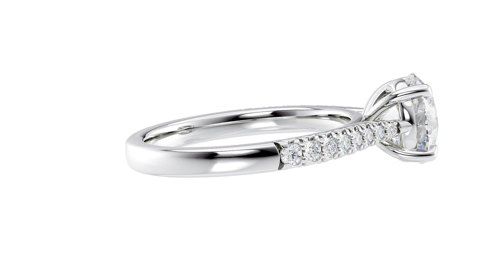 Round Solitaire Tapered Diamond Band Engagement Ring