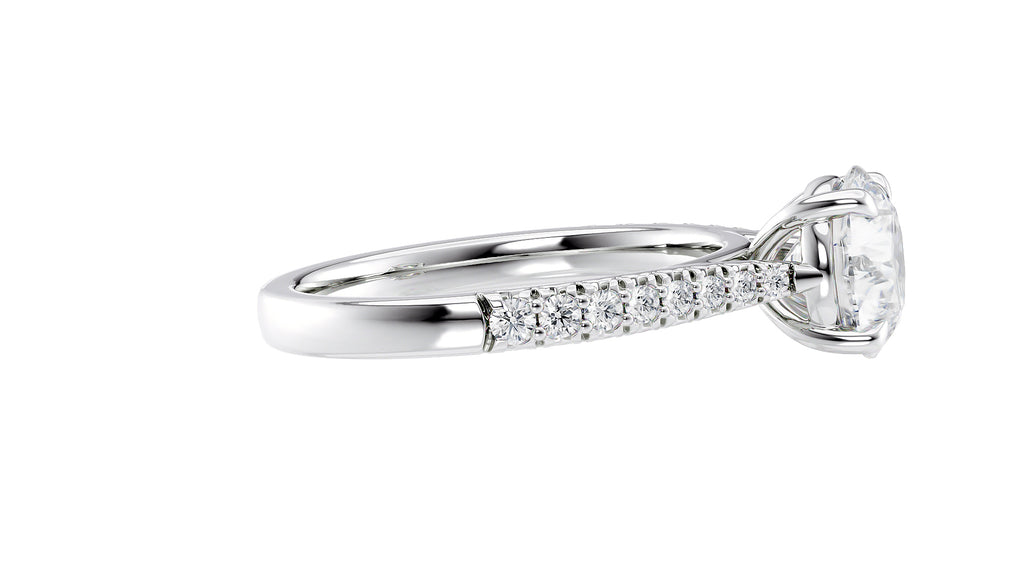 Round Solitaire Tapered Diamond Band Engagement Ring