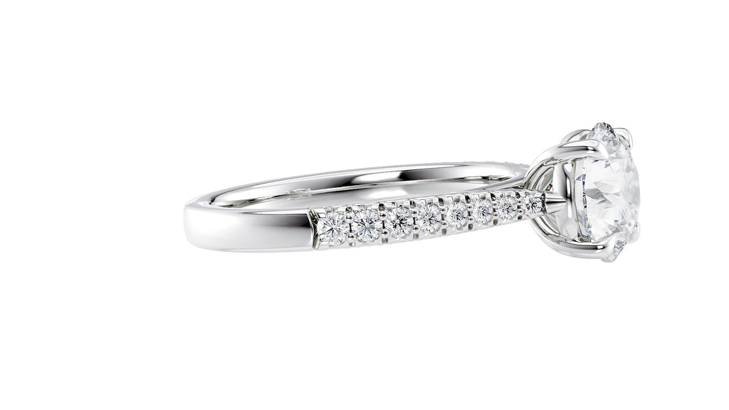 Round Solitaire Tapered Diamond Band Engagement Ring