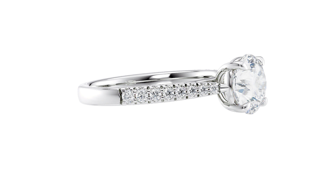 Round Solitaire Tapered Diamond Band Engagement Ring