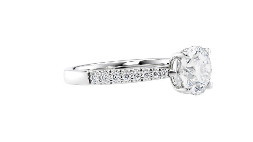 Round Solitaire Tapered Diamond Band Engagement Ring