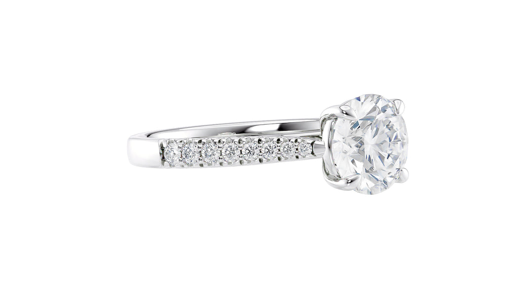Round Solitaire Tapered Diamond Band Engagement Ring
