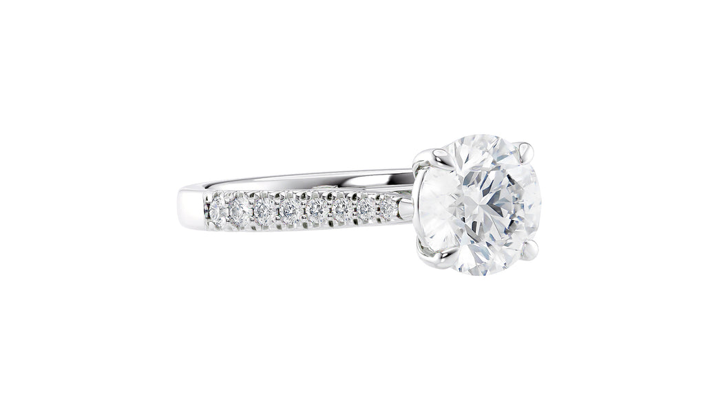 Round Solitaire Tapered Diamond Band Engagement Ring