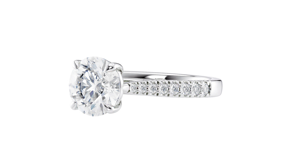 Round Solitaire Tapered Diamond Band Engagement Ring