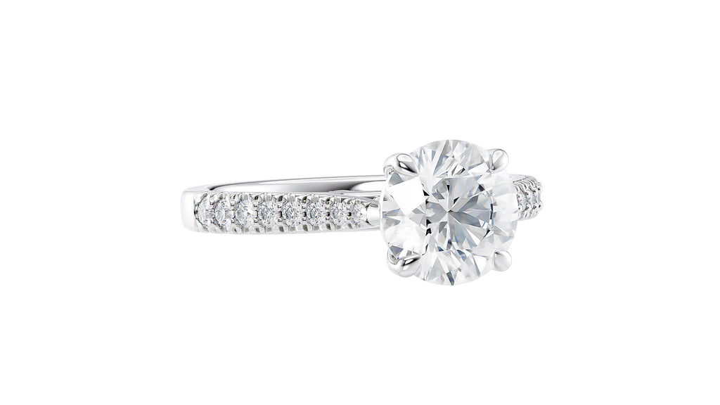 Round Solitaire Tapered Diamond Band Engagement Ring