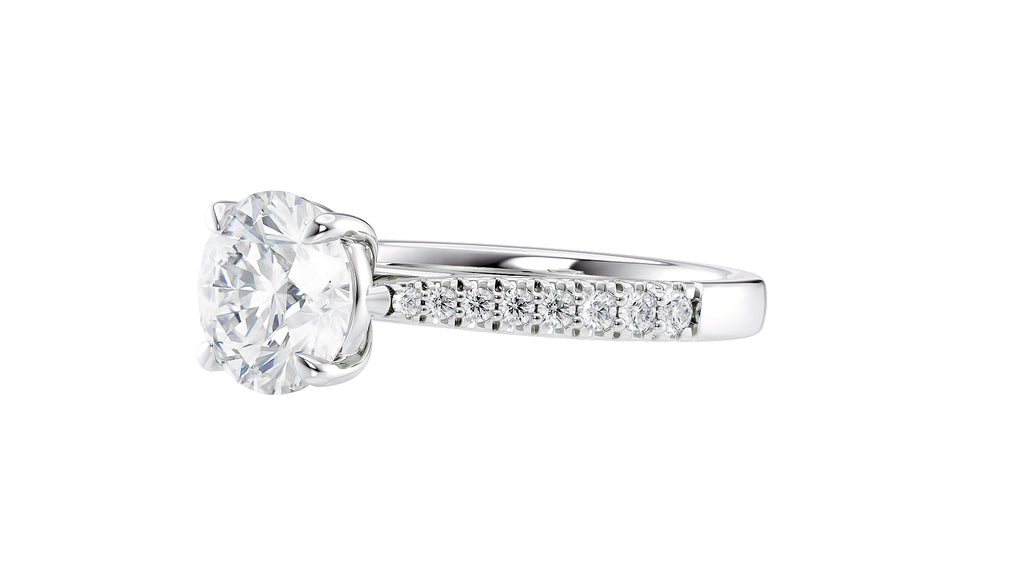 Round Solitaire Tapered Diamond Band Engagement Ring
