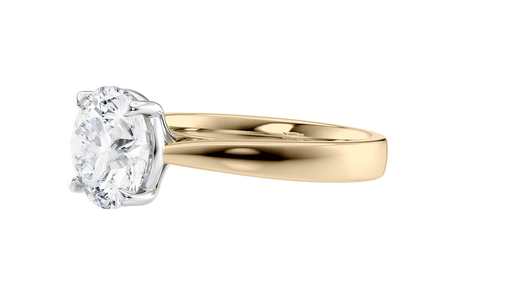 Round Solitaire Wide Band Diamond Engagement Ring
