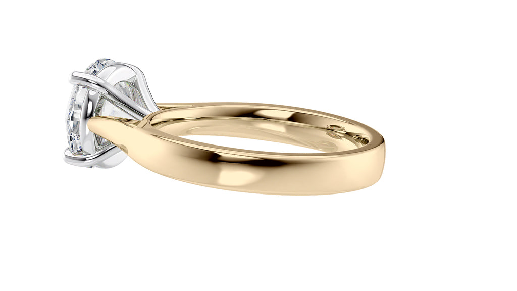 Round Solitaire Wide Band Diamond Engagement Ring