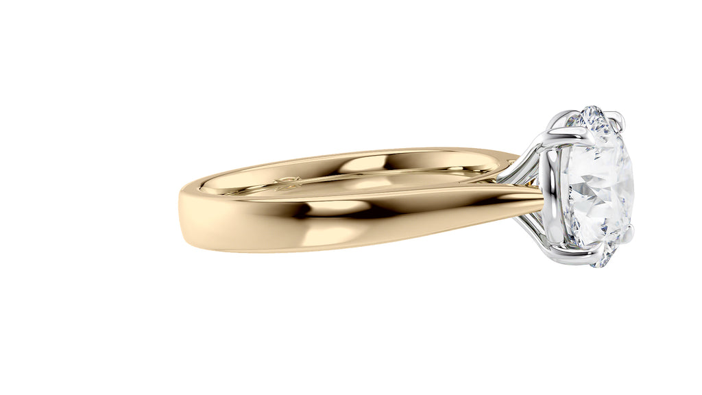 Round Solitaire Wide Band Diamond Engagement Ring