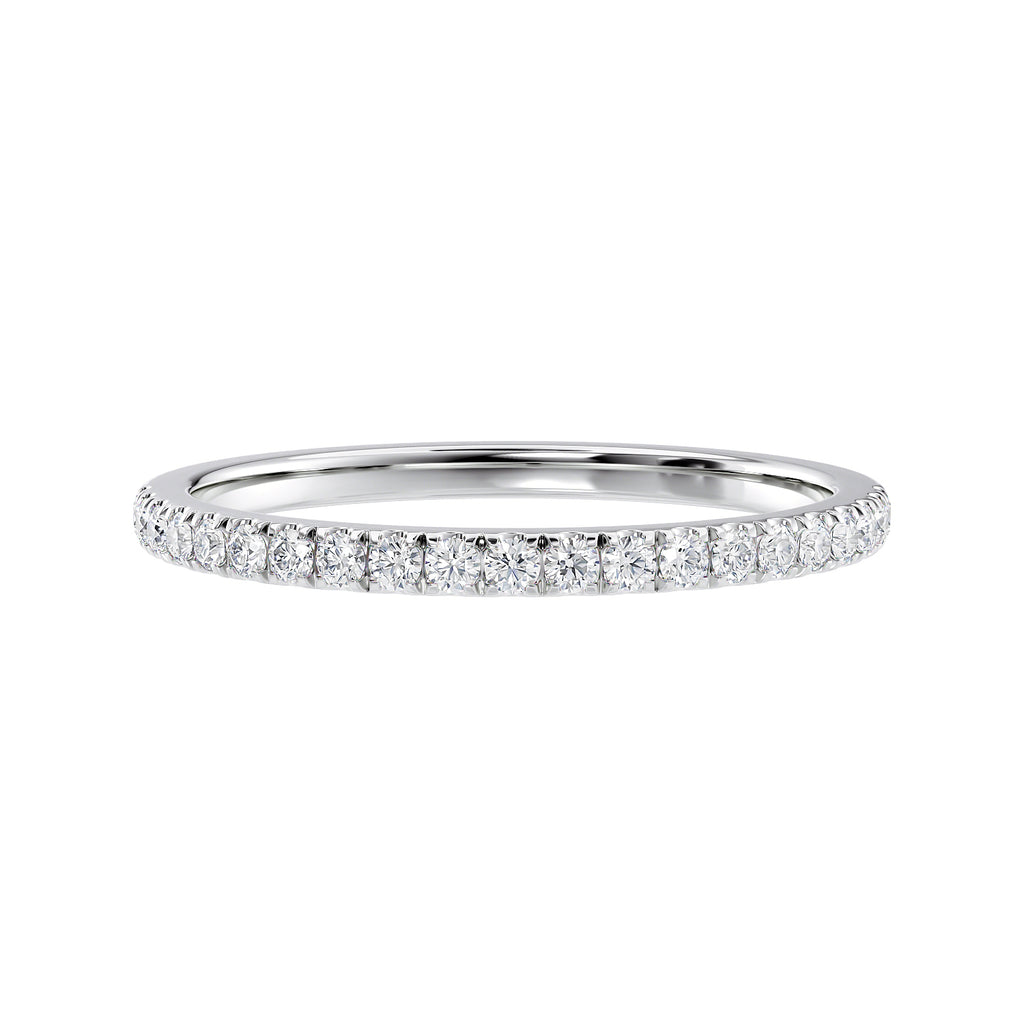 2mm 18ct white gold diamond set wedding band.