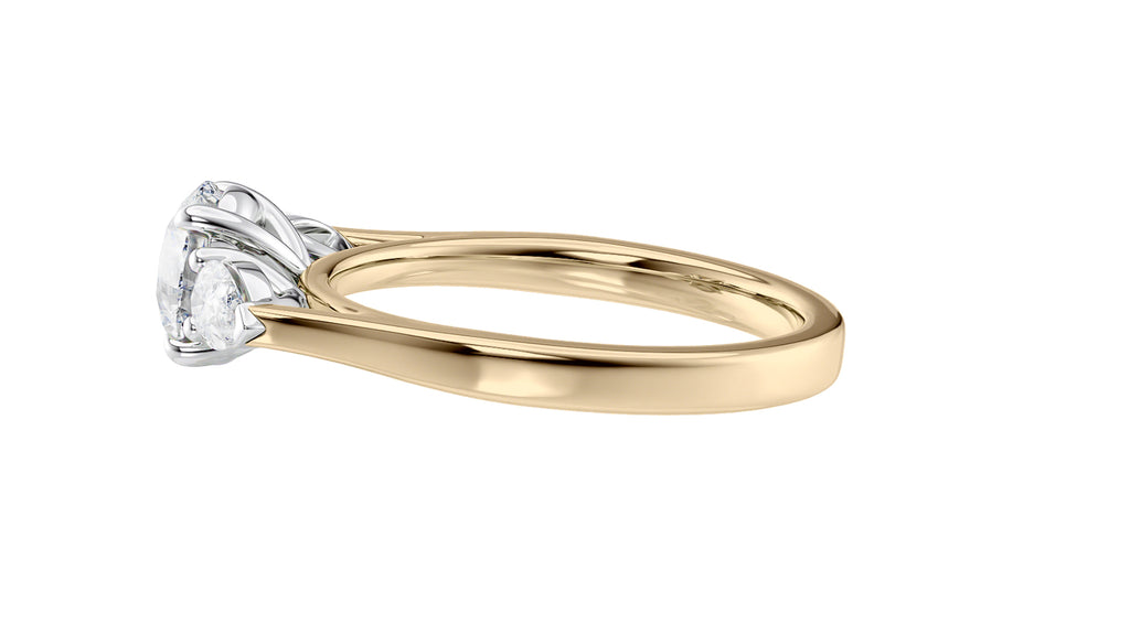 Round and Pear Cut 3 Stone Diamond Engagement Ring