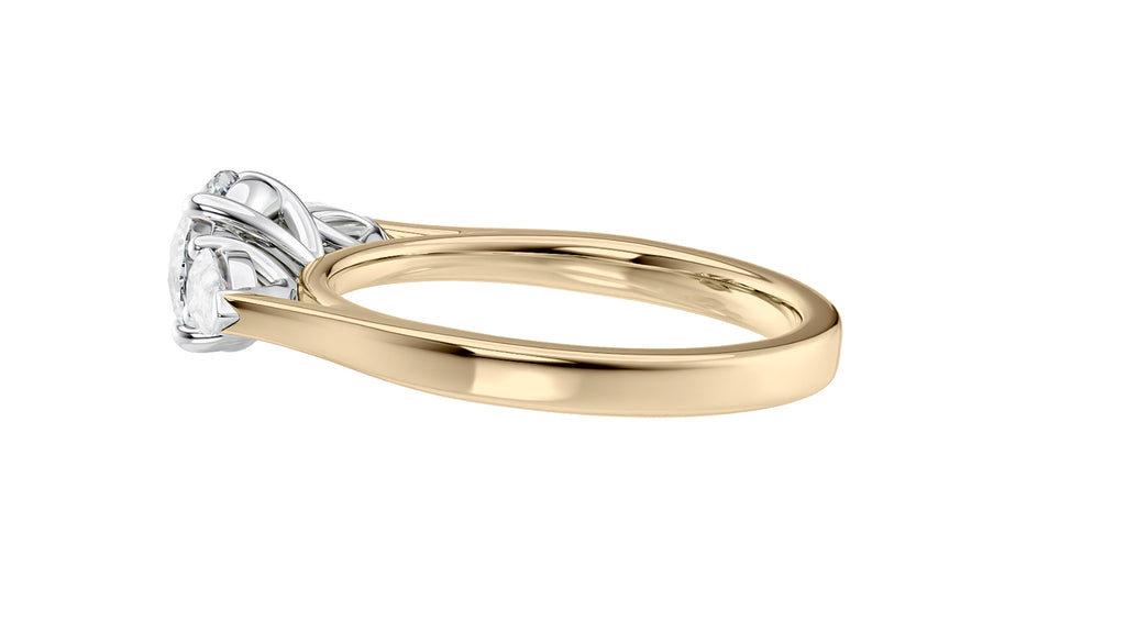 Round and Pear Cut 3 Stone Diamond Engagement Ring