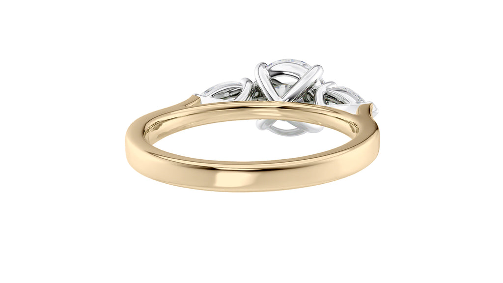 Round and Pear Cut 3 Stone Diamond Engagement Ring