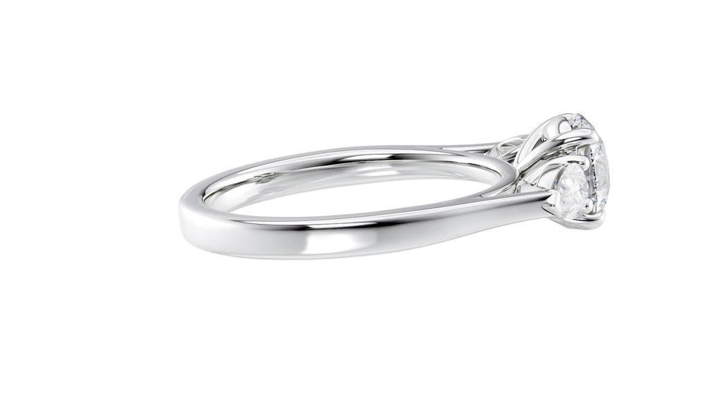 Round and Pear Cut 3 Stone Diamond Engagement Ring