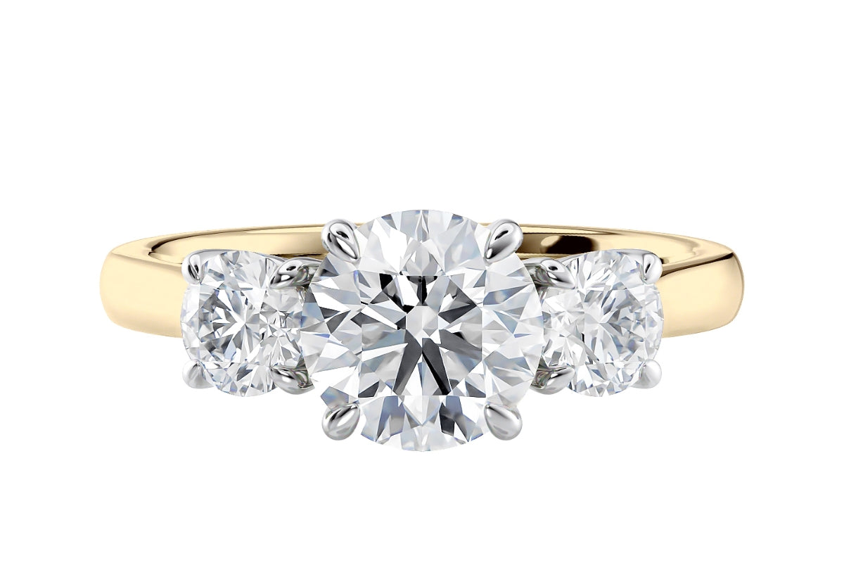3 stone natural diamond engagement ring