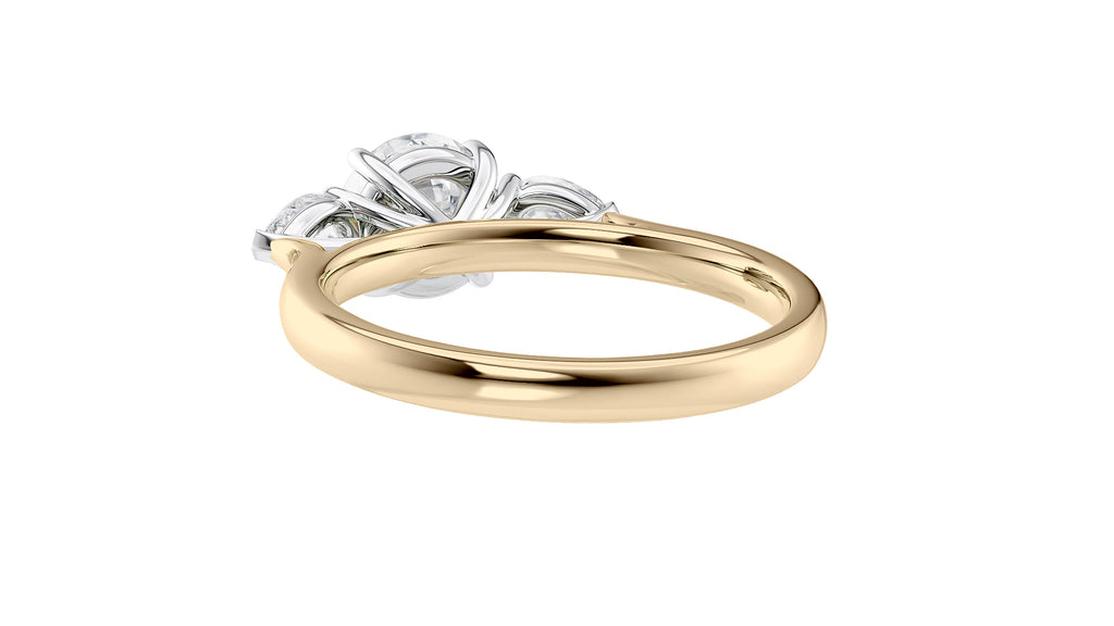 Round and Pear Cut Trilogy Diamond Engagement Ring