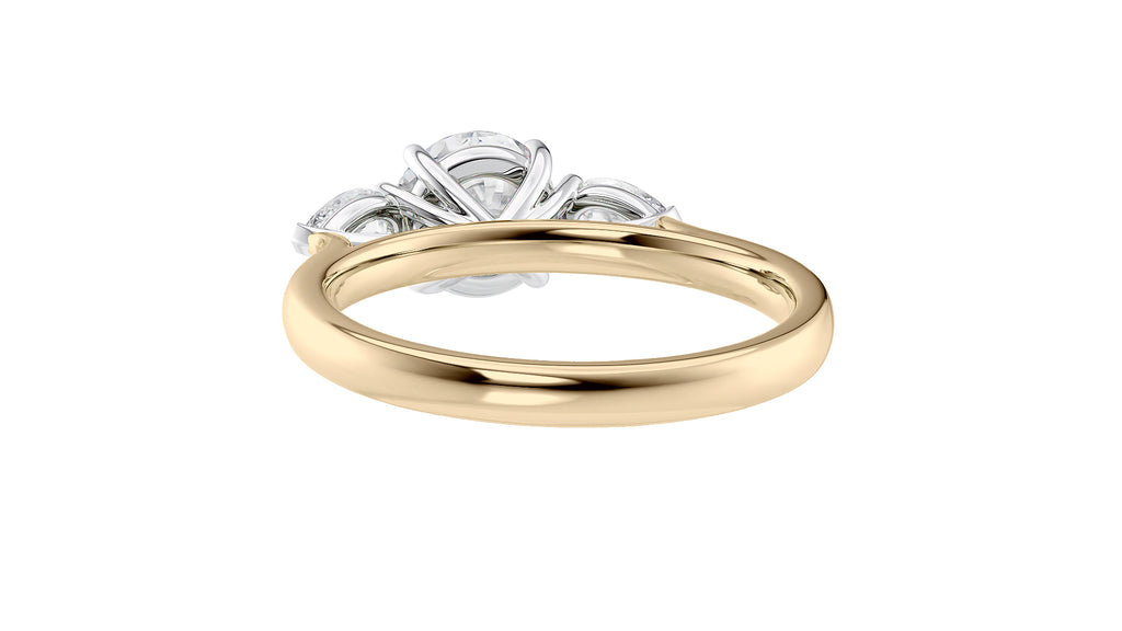 Round and Pear Cut Trilogy Diamond Engagement Ring