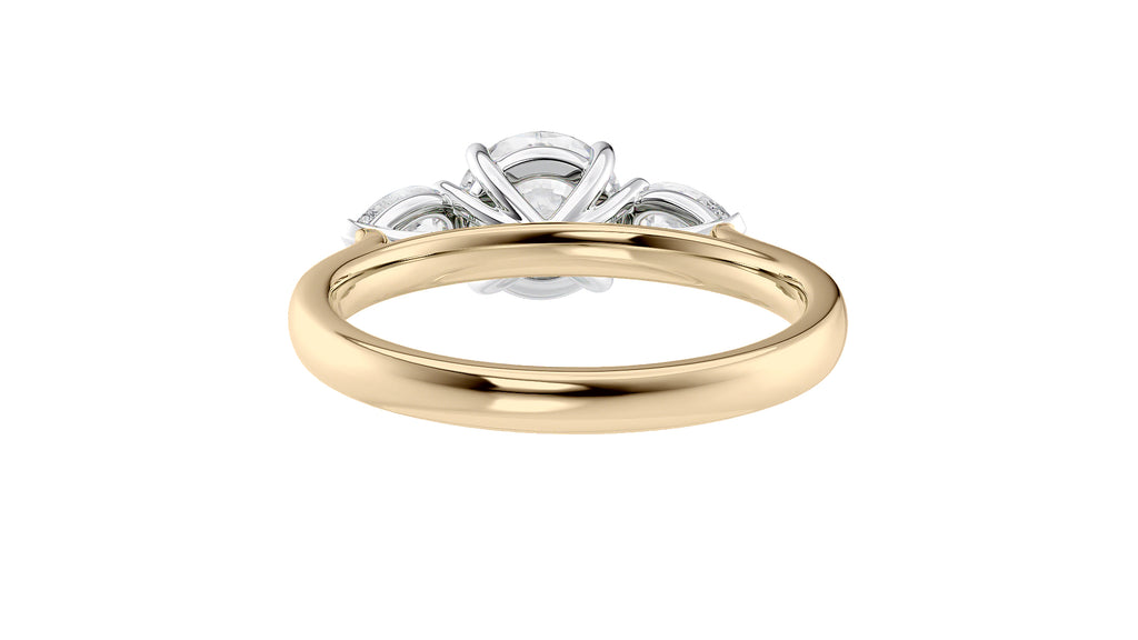 Round and Pear Cut Trilogy Diamond Engagement Ring