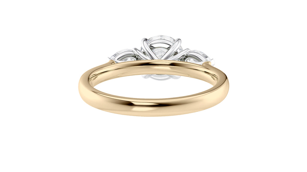 Round and Pear Cut Trilogy Diamond Engagement Ring