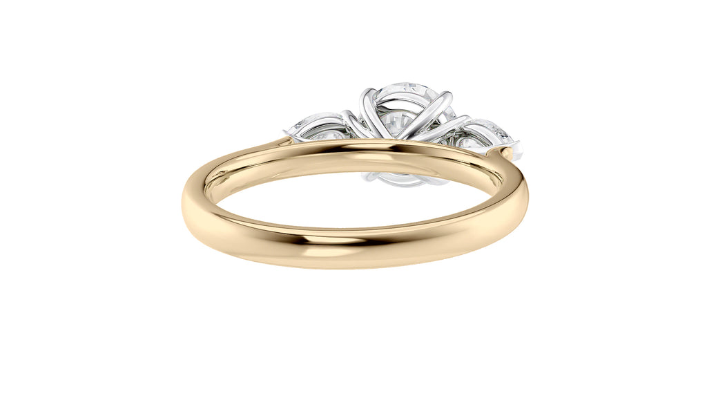 Round and Pear Cut Trilogy Diamond Engagement Ring