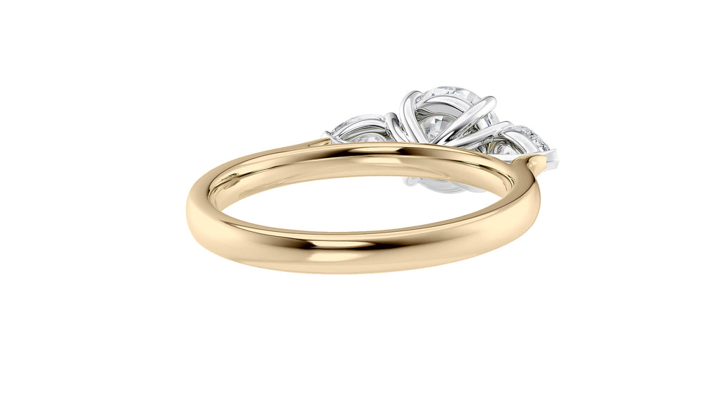 Round and Pear Cut Trilogy Diamond Engagement Ring
