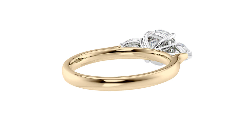 Round and Pear Cut Trilogy Diamond Engagement Ring