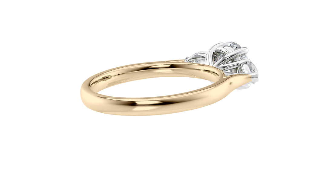 Round and Pear Cut Trilogy Diamond Engagement Ring